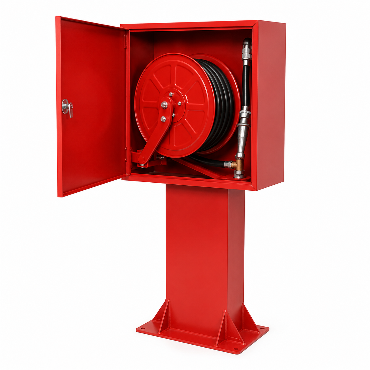 Carrete De Ataque Rápido Abatible Tipo Kolling. Con Gabinete De 70x70x30 Y Pedestal