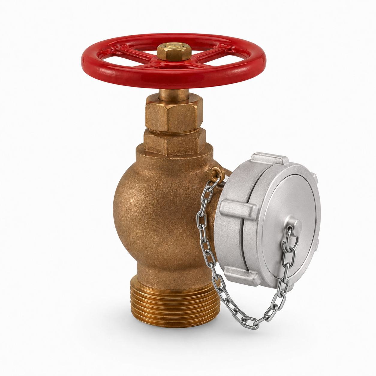 Válvula bronce angulo 90º HI- NPT marca S-LYON china UL/FM 300 PSI Válvula 2½ Storz 3” y tapa