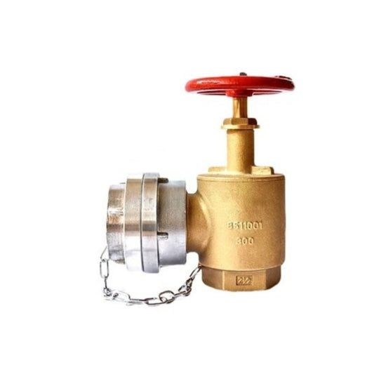 Válvula Angulo 90° Bronce 2 ½" HI NH Marca S-Lyon UL/FM 300 PSI con Storz 2 ½"